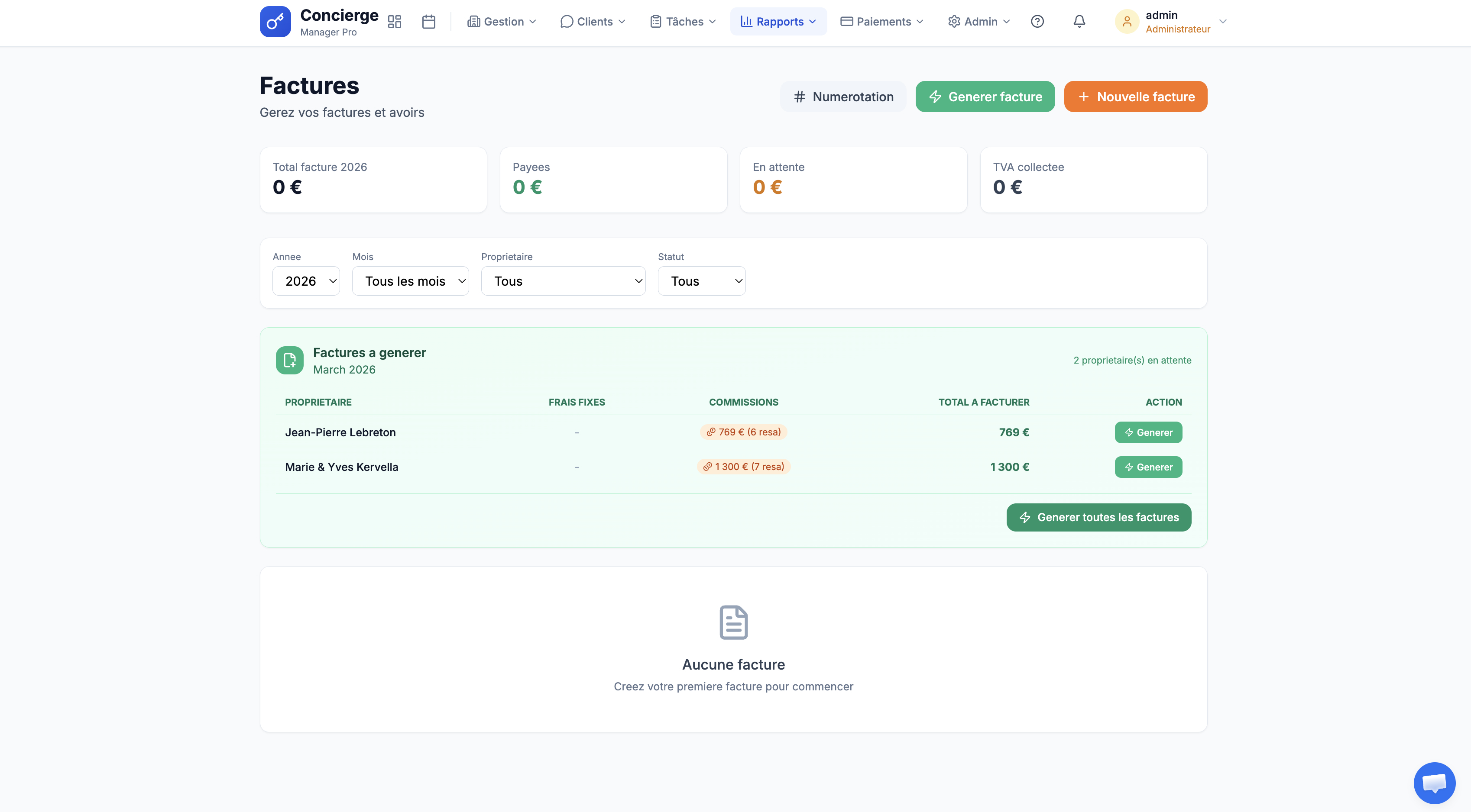 Facturation automatisée Easy Concierge