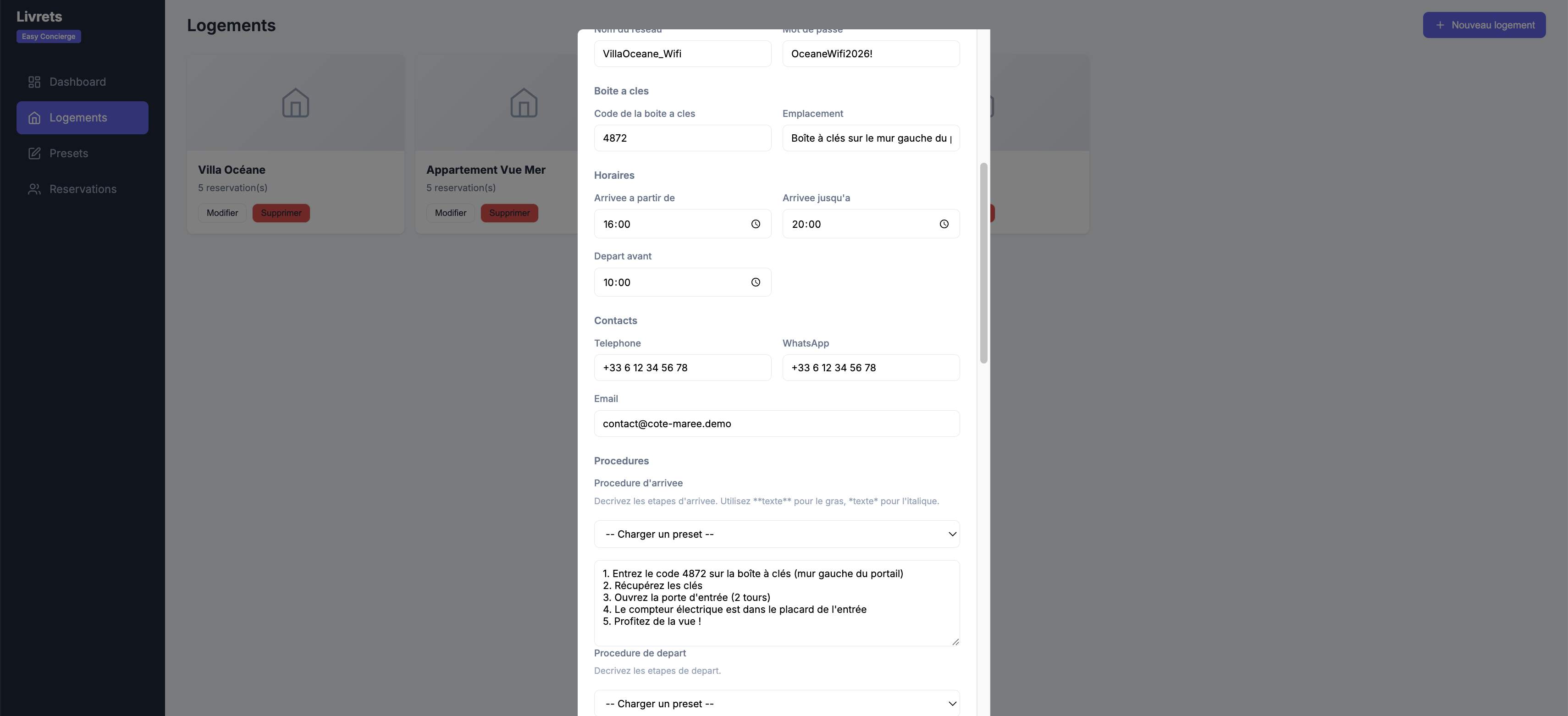 Contenu d'un livret d'accueil