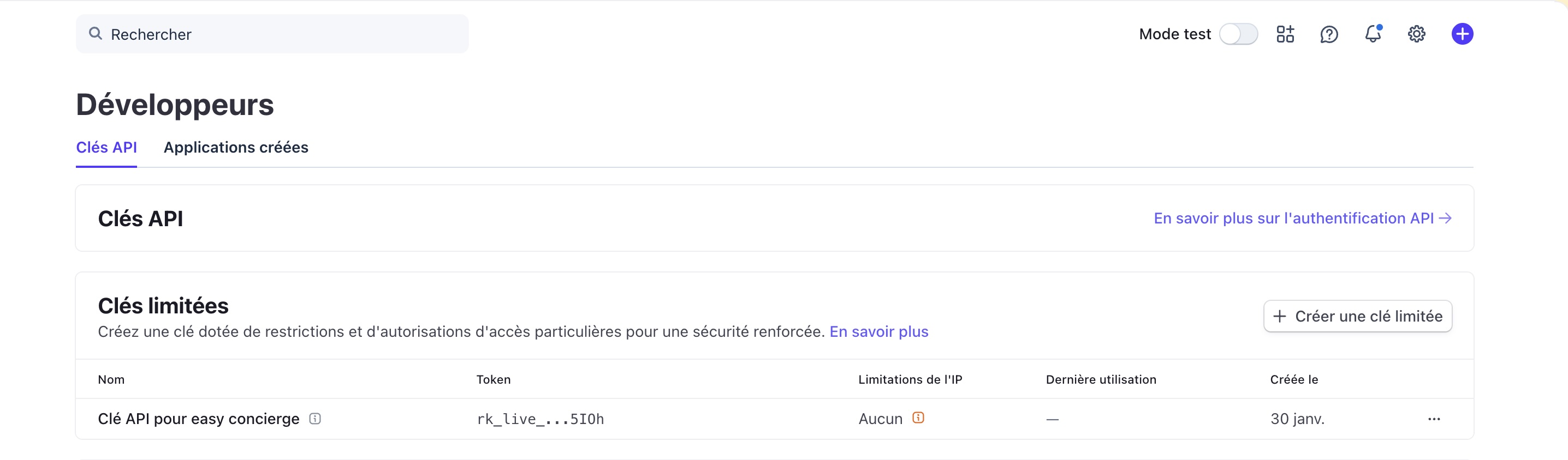 Configuration des clés API du fournisseur de paiement